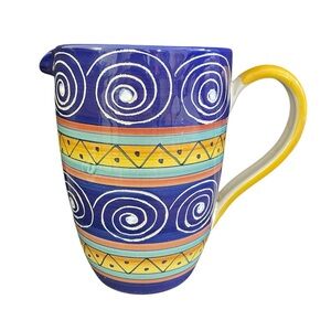 Pier 1 Italian Swirl‎ Hand Painted 7.5” Pitcher Made in Italy